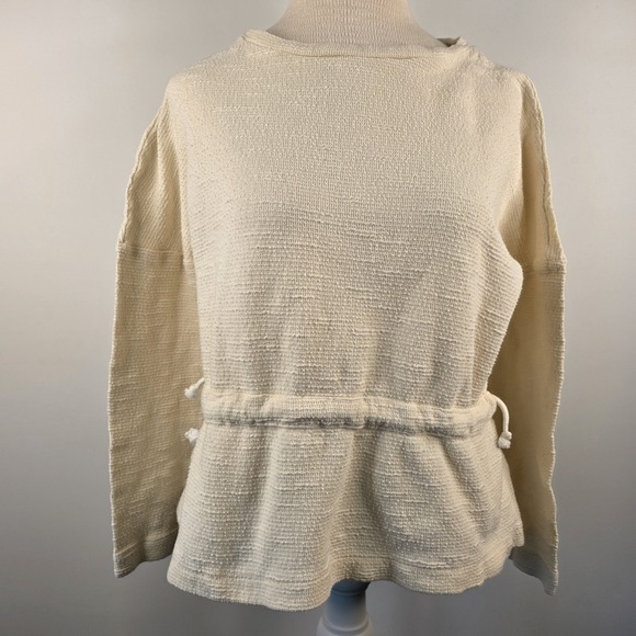 Vero Moda Women's Top Textured Cotton/Linen Cream Small Waist Ties Classic *READ - Picture 2 of 12